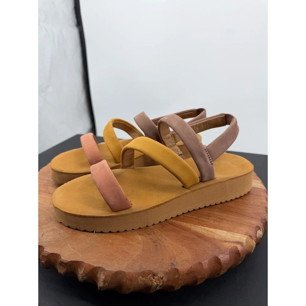 Madewell the puff maggie Flatform‎ Sandals Women 8.5 Multi Color Leather ND964